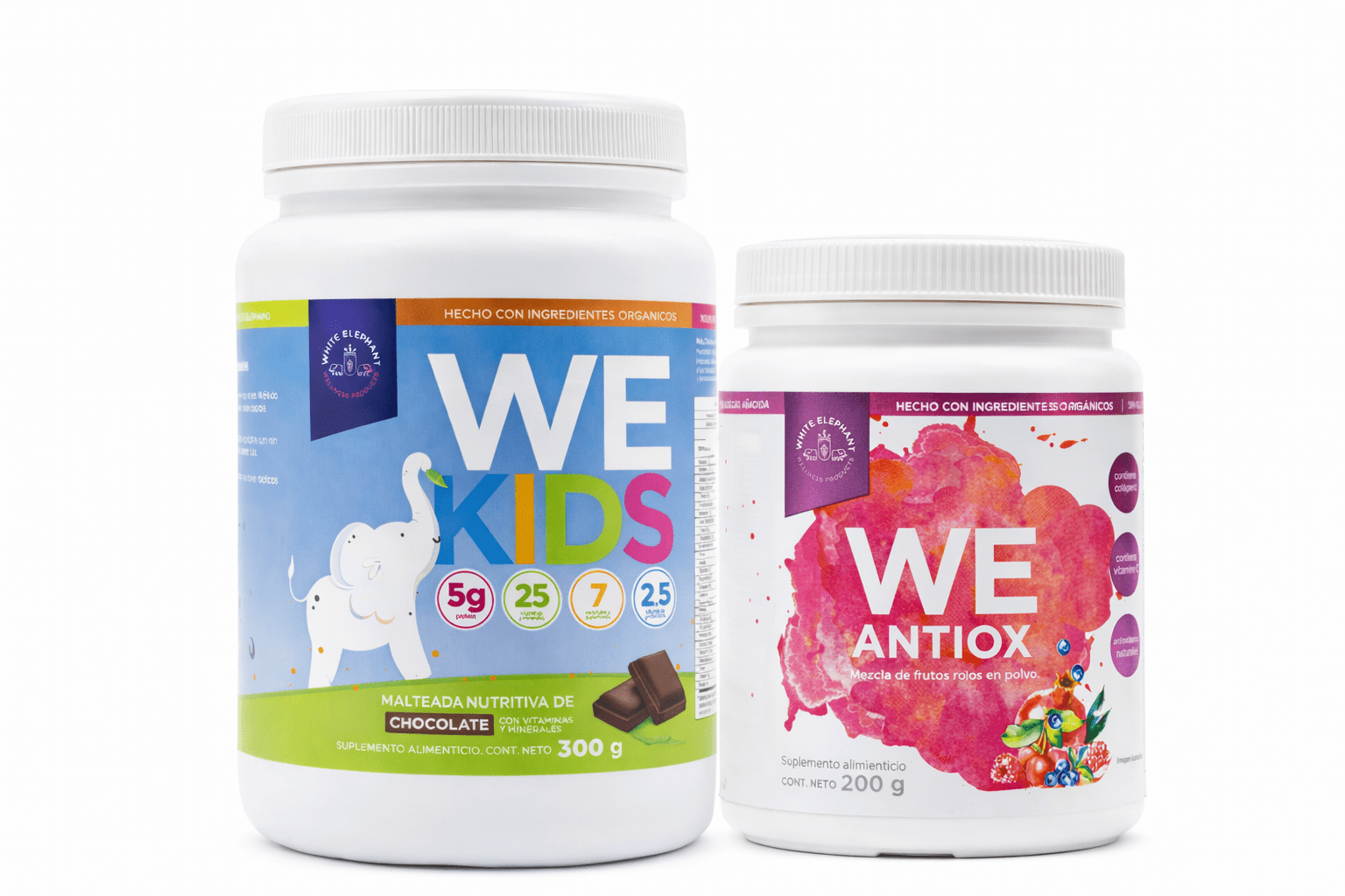 WEkids Chocolate + WEantiox | Colágeno Hidrolizado con Vitamina C + Malteada Nutritiva Infantil | Belleza, Inmunidad y Nutrición Familiar | Sin Azúcar Añadida
